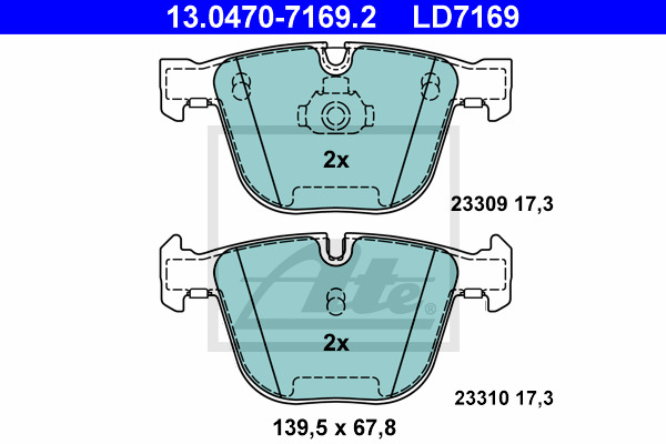 Klocki hamulcowe - komplet, ATE Ceramic 13.0470-7169.2 ATE