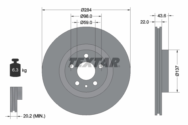 Tarcza hamulcowa, PRO 92046803 TEXTAR