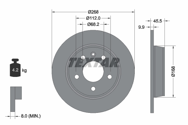 Tarcza hamulcowa, PRO 92074303 TEXTAR