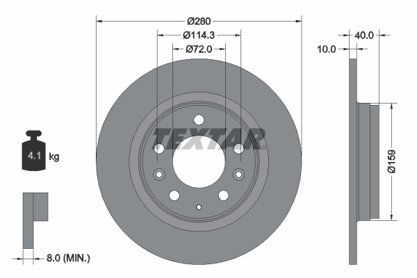 Tarcza hamulcowa, PRO 92125603 TEXTAR