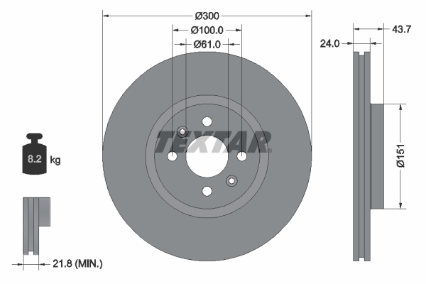 Tarcza hamulcowa, PRO 92149503 TEXTAR