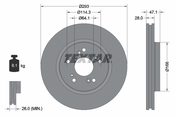Tarcza hamulcowa, PRO 92184803 TEXTAR