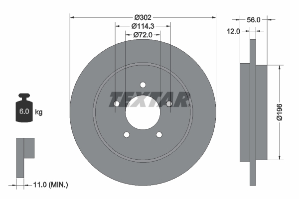 Tarcza hamulcowa, PRO 92197803 TEXTAR