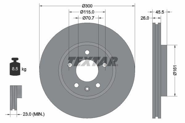 Tarcza hamulcowa, PRO+ 92205605 TEXTAR
