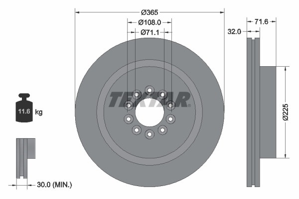 Tarcza hamulcowa, PRO 92223103 TEXTAR