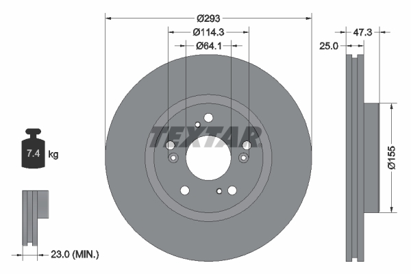 Tarcza hamulcowa, PRO 92257303 TEXTAR