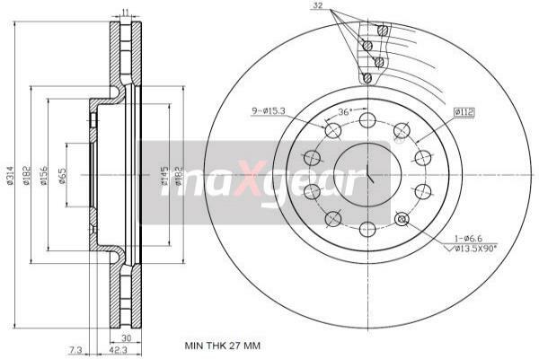 Tarcza hamulcowa 19-3215 MAXGEAR