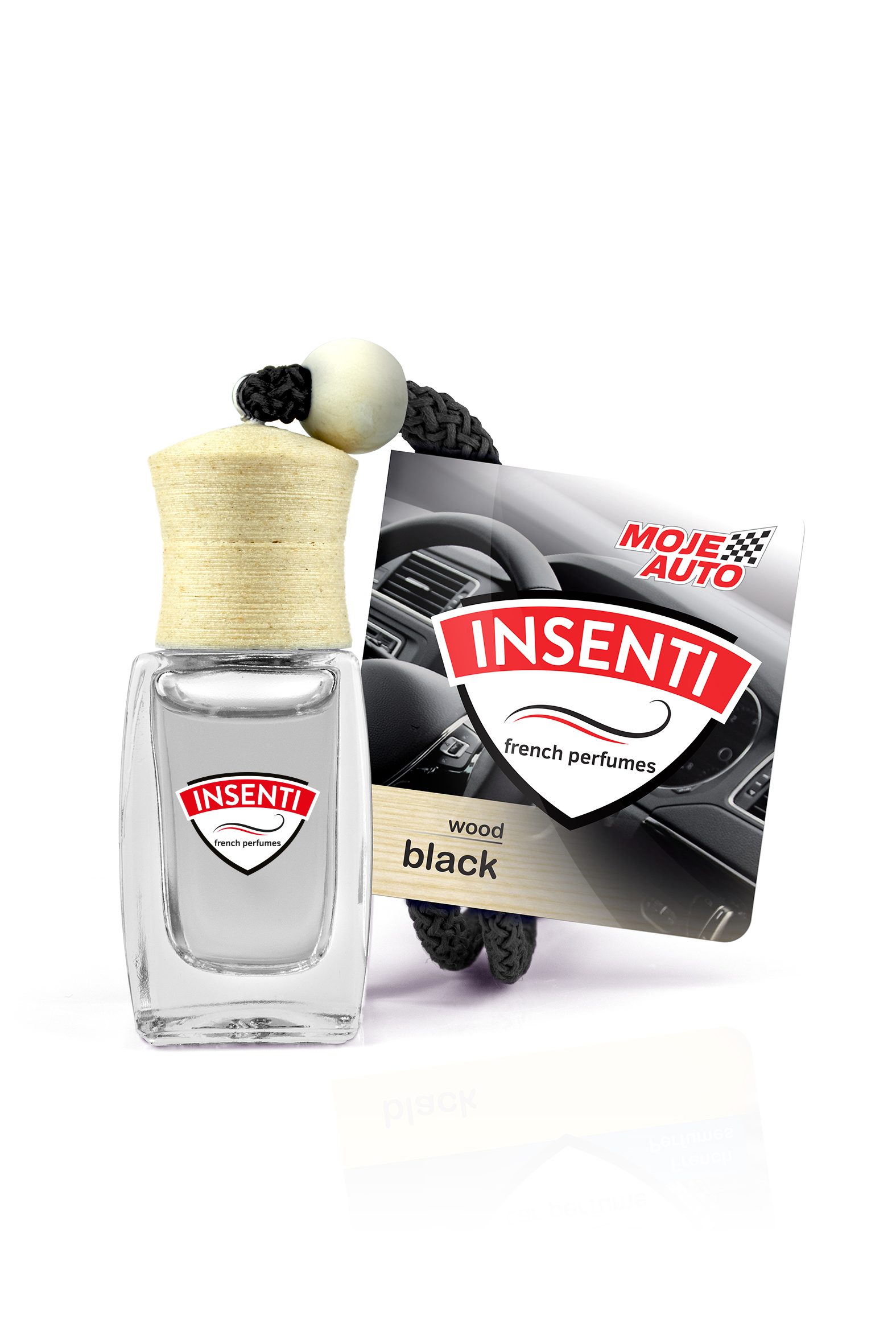 ZAPACH MOJE AUTO - INSENTI WOOD - BLACK 8ML SZT AMTRA 15-105 AMTRA