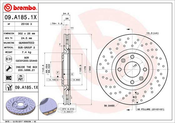Tarcza hamulcowa, BREMBO XTRA LINE 09.A185.1X BREMBO