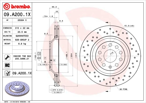 Tarcza hamulcowa, BREMBO XTRA LINE 09.A200.1X BREMBO