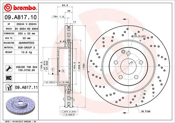 Tarcza hamulcowa, COATED DISC LINE 09.A817.11 BREMBO
