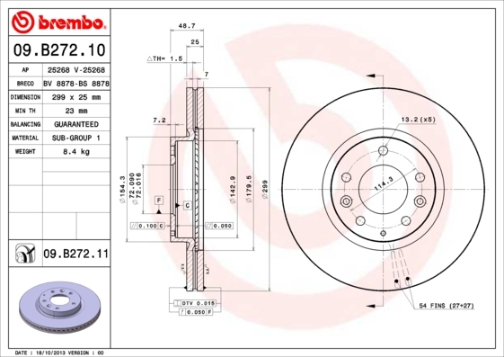 Tarcza hamulcowa 09.B272.10 BREMBO