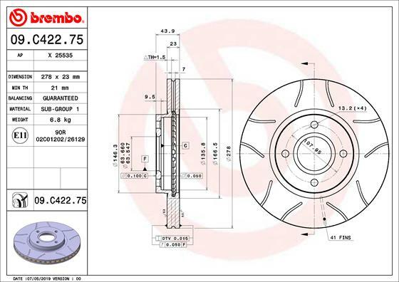 Tarcza hamulcowa, BREMBO MAX LINE 09.C422.75 BREMBO