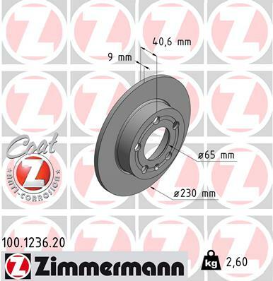 Tarcza hamulcowa, COAT Z 100.1236.20 ZIMMERMANN