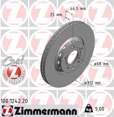 Tarcza hamulcowa, COAT Z 100.1242.20 ZIMMERMANN