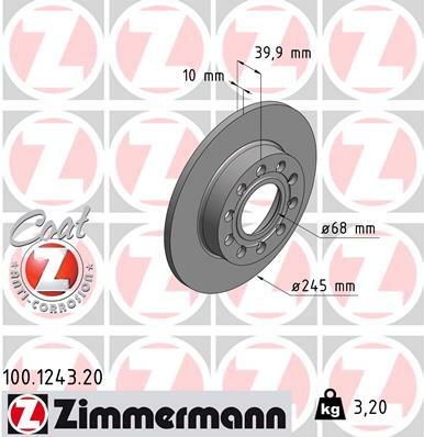Tarcza hamulcowa, COAT Z 100.1243.20 ZIMMERMANN
