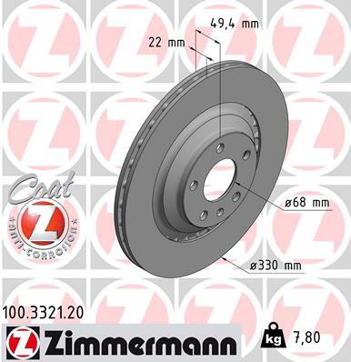 Tarcza hamulcowa, COAT Z 100.3321.20 ZIMMERMANN