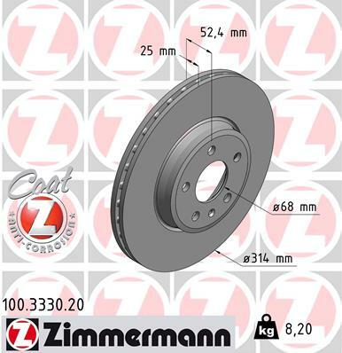 Tarcza hamulcowa, COAT Z 100.3330.20 ZIMMERMANN