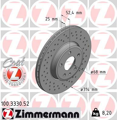 Tarcza hamulcowa, SPORT COAT Z 100.3330.52 ZIMMERMANN