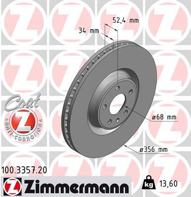Tarcza hamulcowa, COAT Z 100.3357.20 ZIMMERMANN