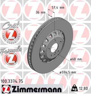 Tarcza hamulcowa, FORMULA Z COAT Z 100.3374.75 ZIMMERMANN