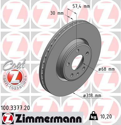 Tarcza hamulcowa, COAT Z 100.3377.20 ZIMMERMANN