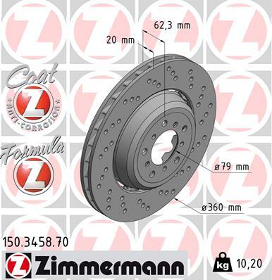 Tarcza hamulcowa, FORMULA Z COAT Z 150.3458.70 ZIMMERMANN