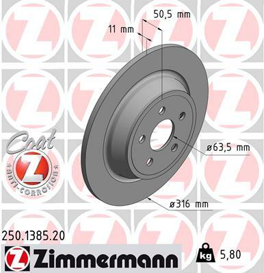 Tarcza hamulcowa, COAT Z 250.1385.20 ZIMMERMANN