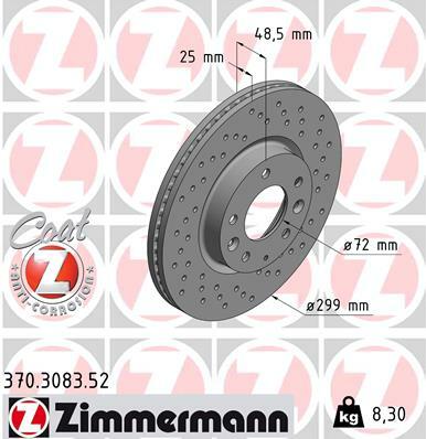 Tarcza hamulcowa, SPORT COAT Z 370.3083.52 ZIMMERMANN