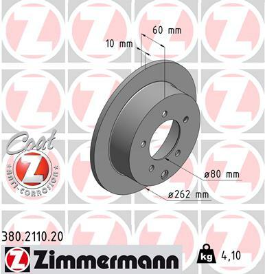 Tarcza hamulcowa, COAT Z 380.2110.20 ZIMMERMANN