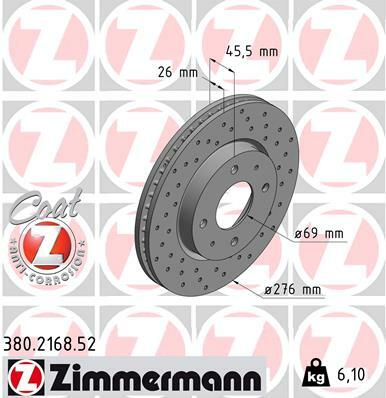 Tarcza hamulcowa, SPORT COAT Z 380.2168.52 ZIMMERMANN
