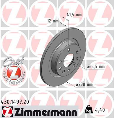 Tarcza hamulcowa, COAT Z 430.1497.20 ZIMMERMANN