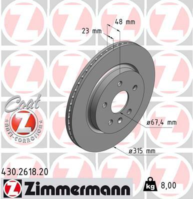 Tarcza hamulcowa, COAT Z 430.2618.20 ZIMMERMANN