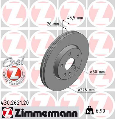 Tarcza hamulcowa, COAT Z 430.2621.20 ZIMMERMANN