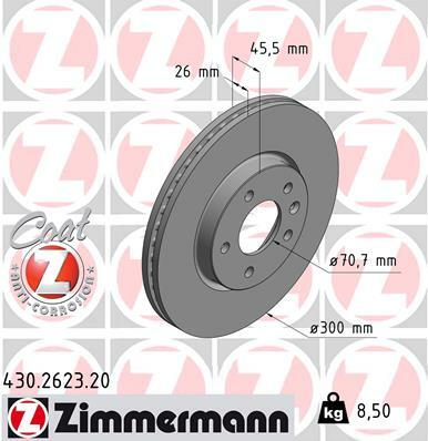 Tarcza hamulcowa, COAT Z 430.2623.20 ZIMMERMANN