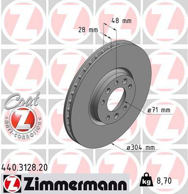 Tarcza hamulcowa, COAT Z 440.3128.20 ZIMMERMANN