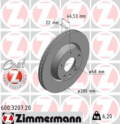 Tarcza hamulcowa, COAT Z 600.3207.20 ZIMMERMANN
