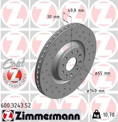 Tarcza hamulcowa, SPORT COAT Z 600.3243.52 ZIMMERMANN