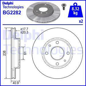 Tarcza hamulcowa BG2282 DELPHI
